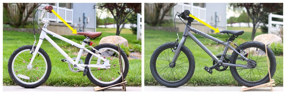 Side by side comparison of Priority Start 16 with high handlebars and low handlebars