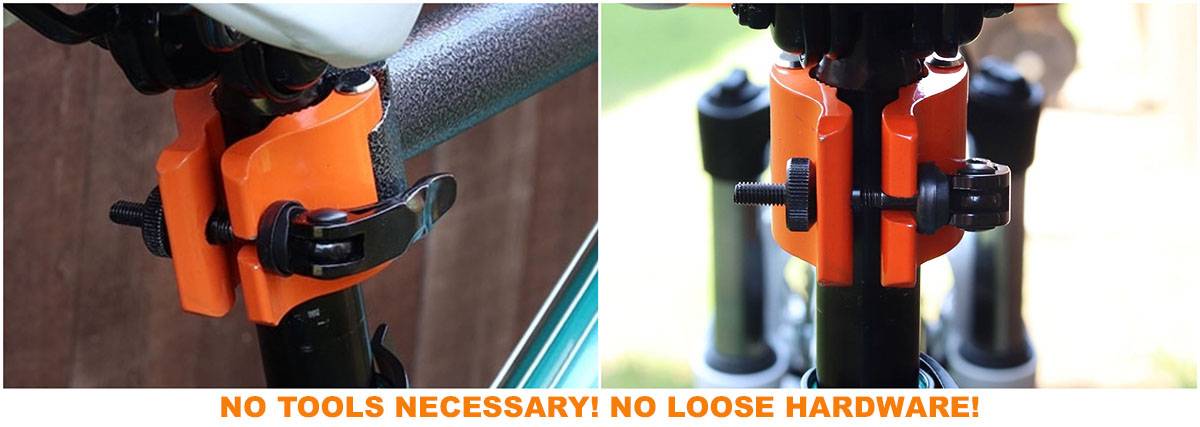 Tool-less installation of Tyke Toter child bike seat