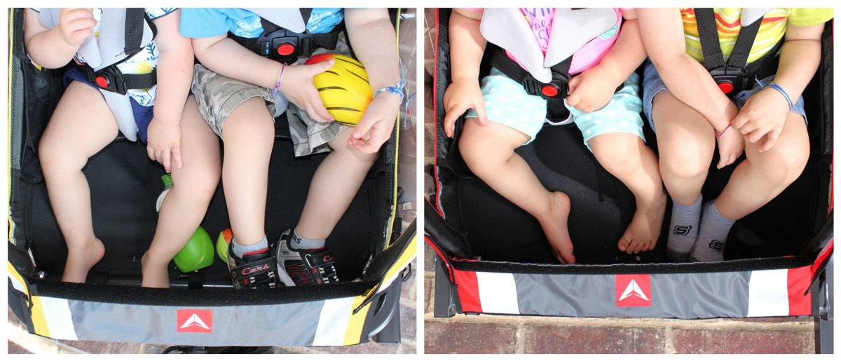 Legroom of Allen Sports bike trailers, S2 versus T2 trailer. The S2 has more legroom