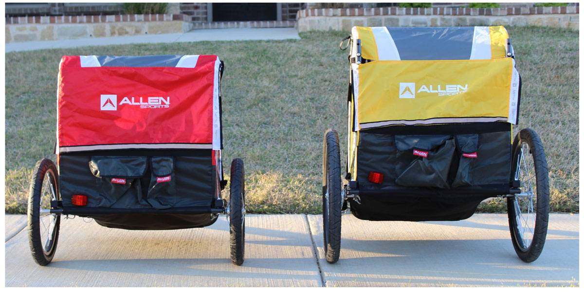 Allen Sports bike trailers T2 and S2 models side by side from the back