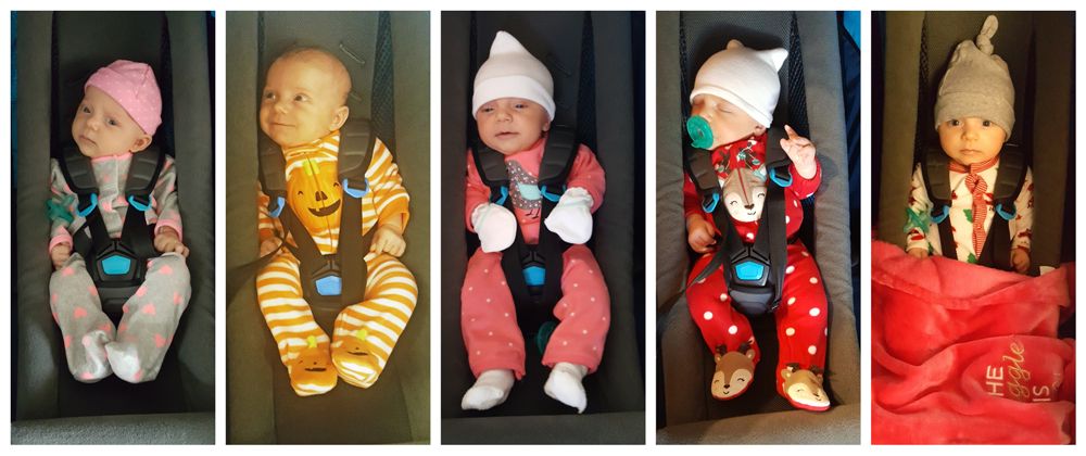 Collage of baby girl in the Thule chariot cross Infant Sling