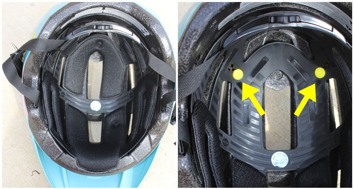 MIPS anchors are covered by internal pads in Bell Sidetrack 2 kid's bike helmet.