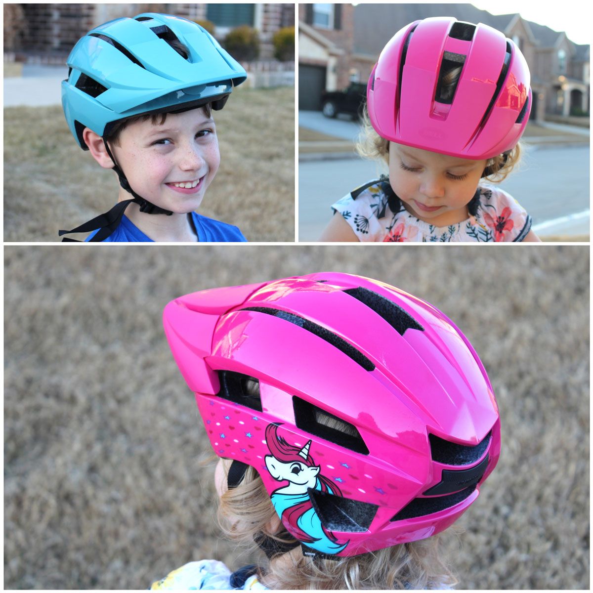 Bell Sidetrack 2 helmets upclose showing vents and visors