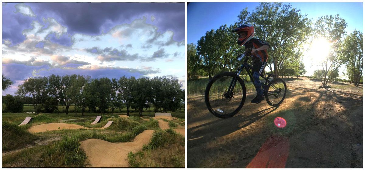 Big Marsh Bike Park in Chicago rolling jumps and child riding down trail