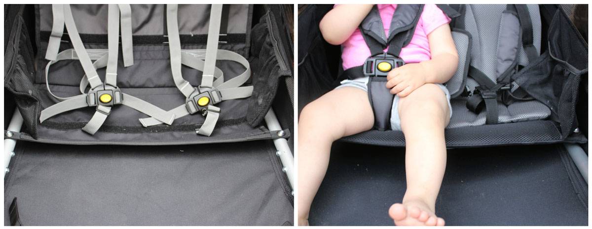 Burley Bee's hammock-style seat vs a bench seat