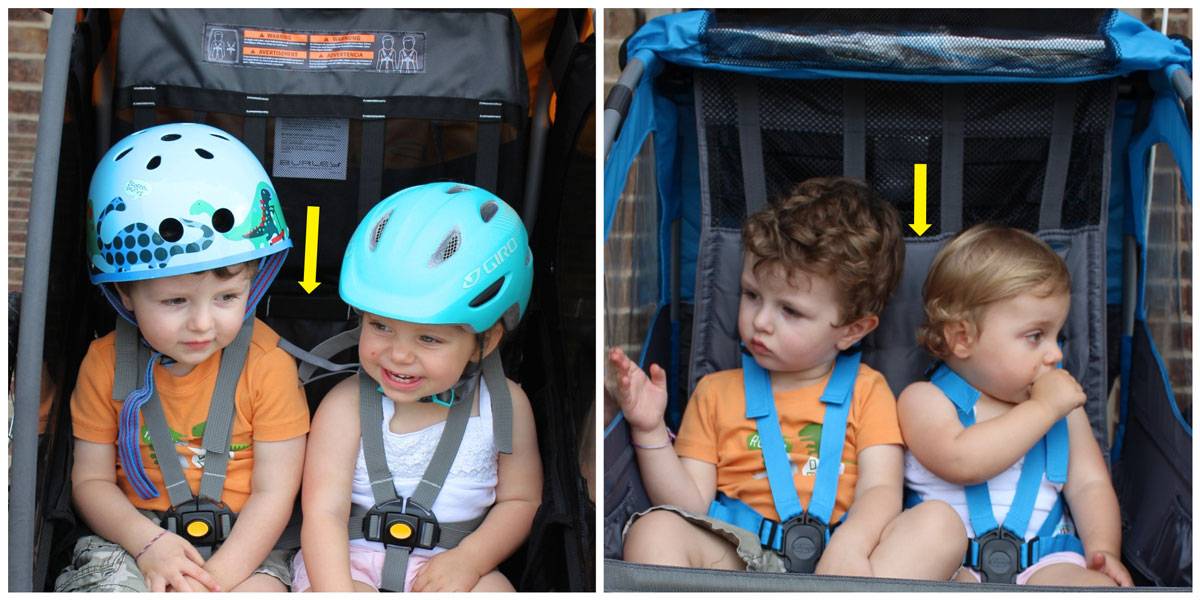 Mesh helmet recess pocket in the Burley Bee trailer starts much lower than the mesh pocket on the Instep, which is basically useless