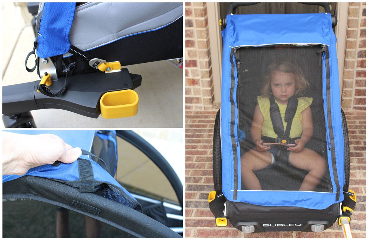 Front cover of the Burley D'Lite and its attachment velcro and hook system