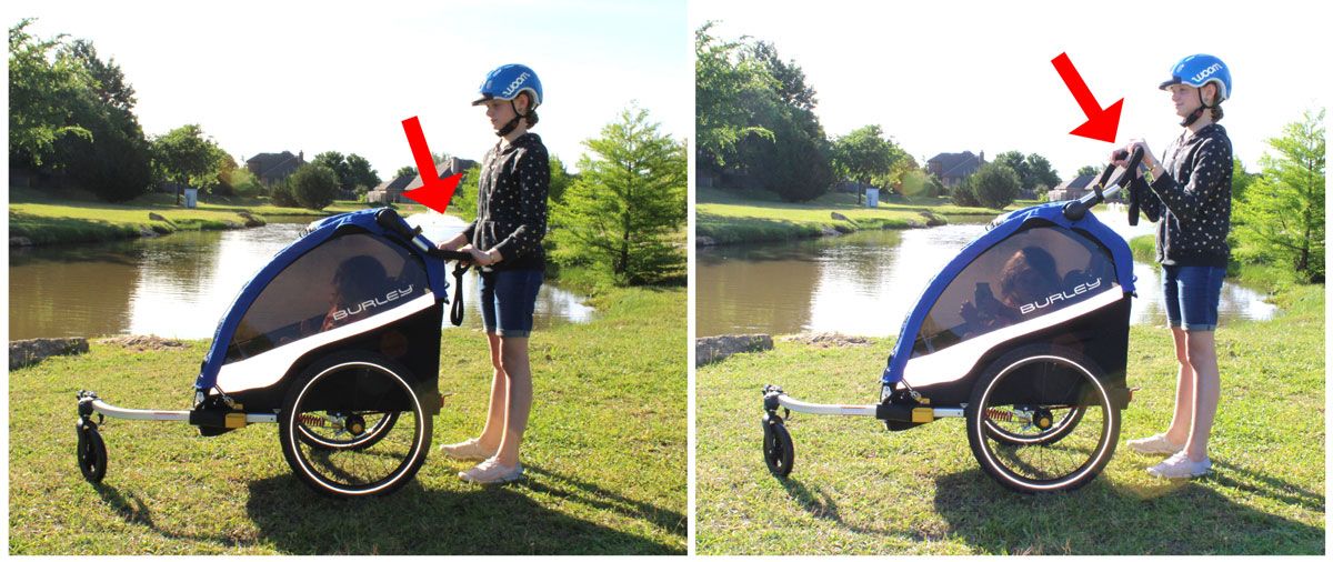 Side by side comparison of Burley DLite adjustable handlebar in a low and high position