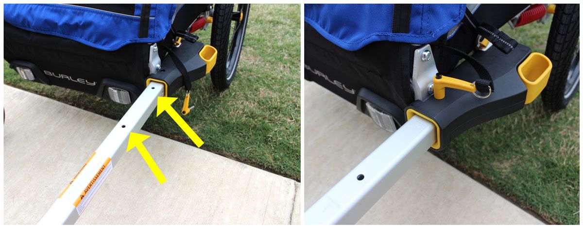 The Burley D'Lite tow arm with quick receiver