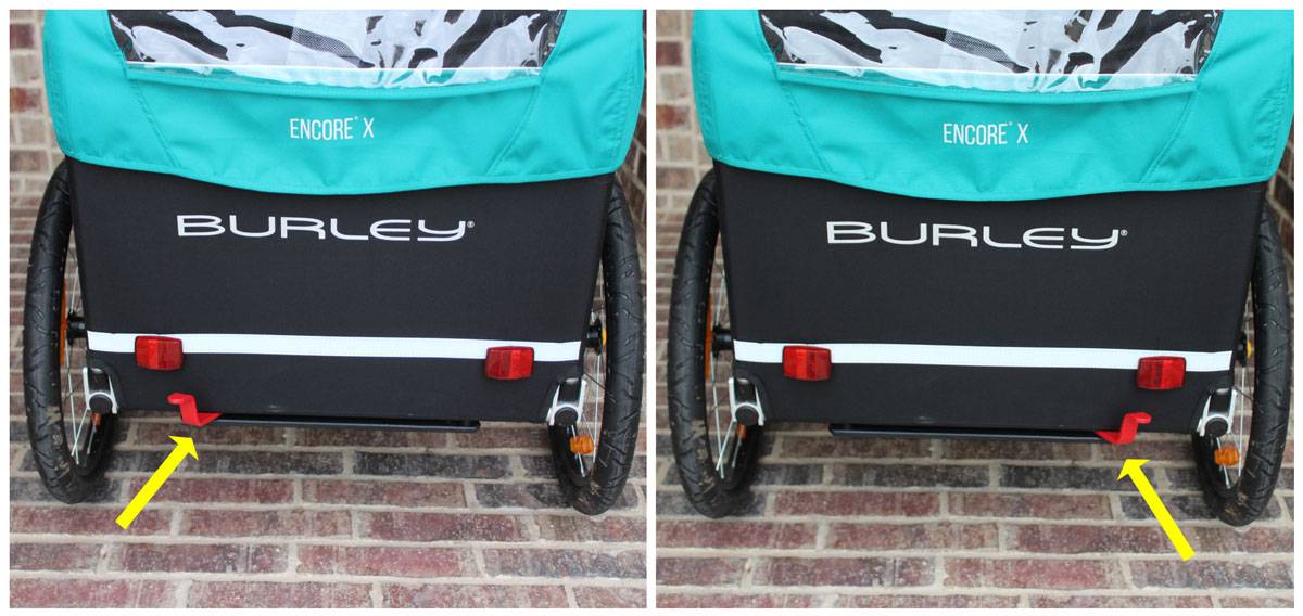 Parking brake red lever on Burley Encore X