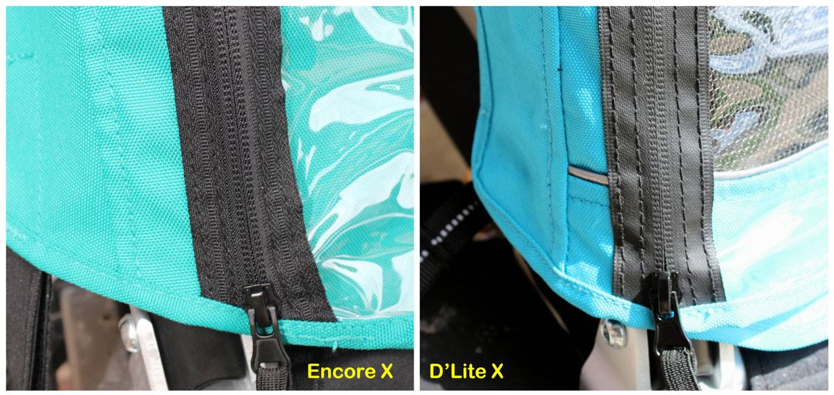 Standard zipper on Burley Encore X vs waterproof zipper on Burley D'Lite X