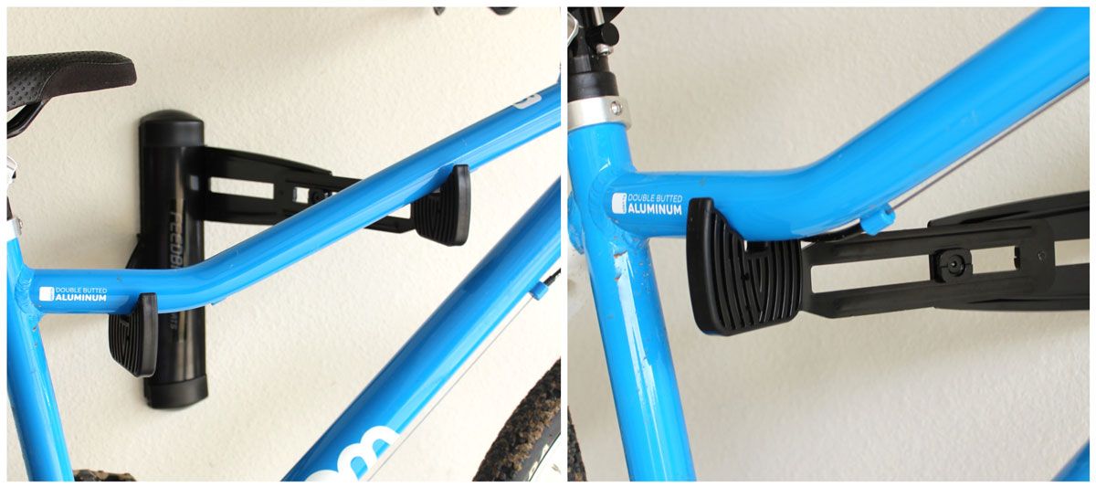 Feedback Velo 2D bike rack close-up holding 24 inch kids bike