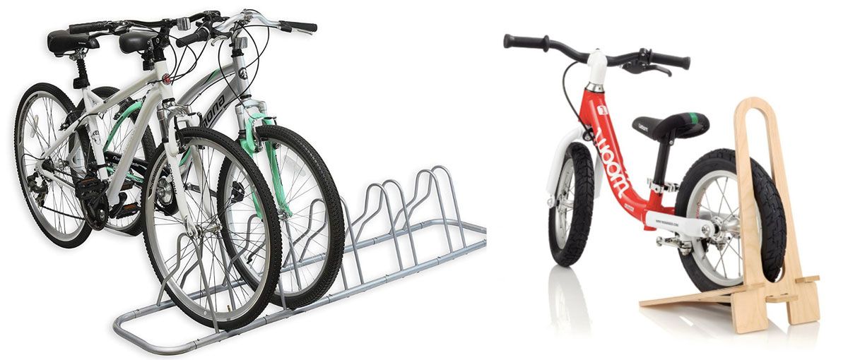 garage bike racks - 5 bike floor stand and woom balance bike stand