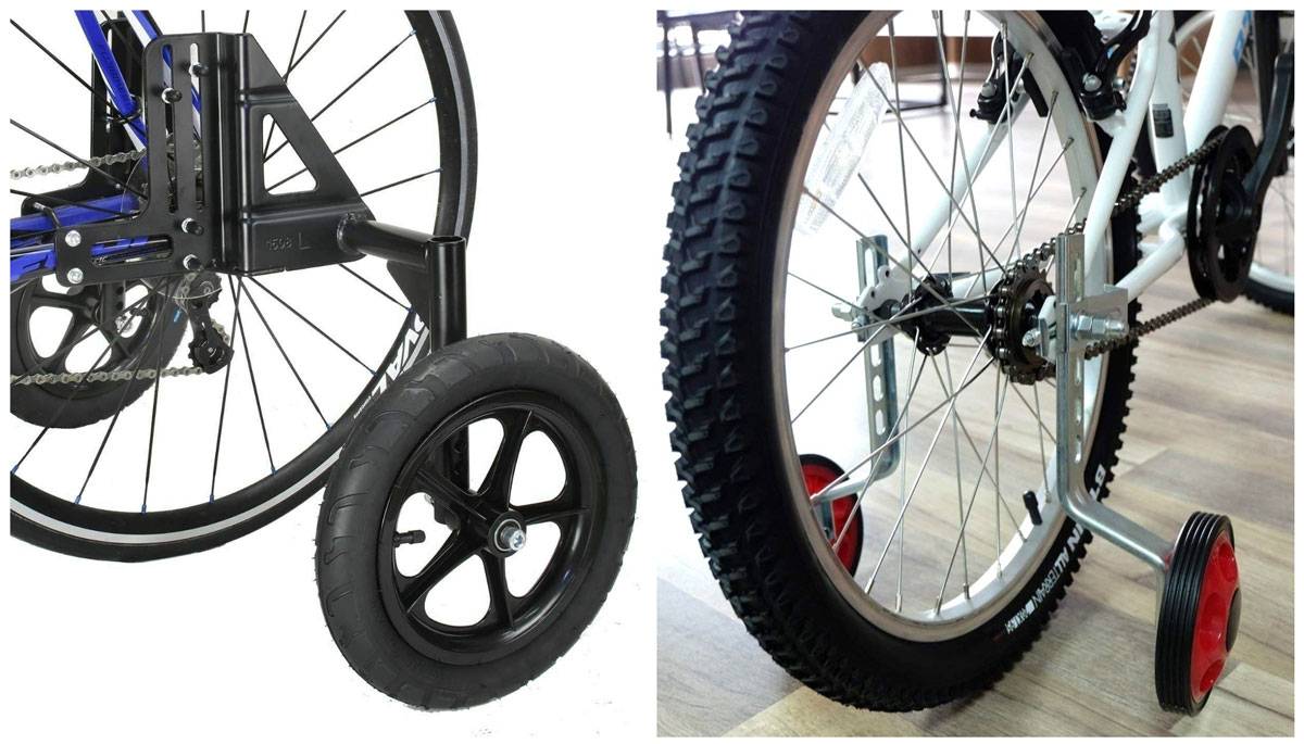Frame mounted vs axle mounted bicycle training wheels