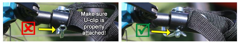 collage showing how the trailer hitch works on the hamax outback bike trailer