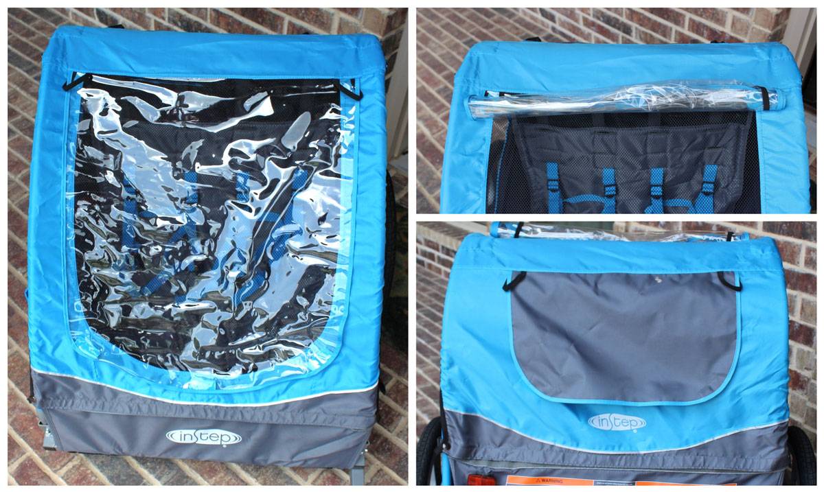 Raincover on front and back of InStep bike trailer