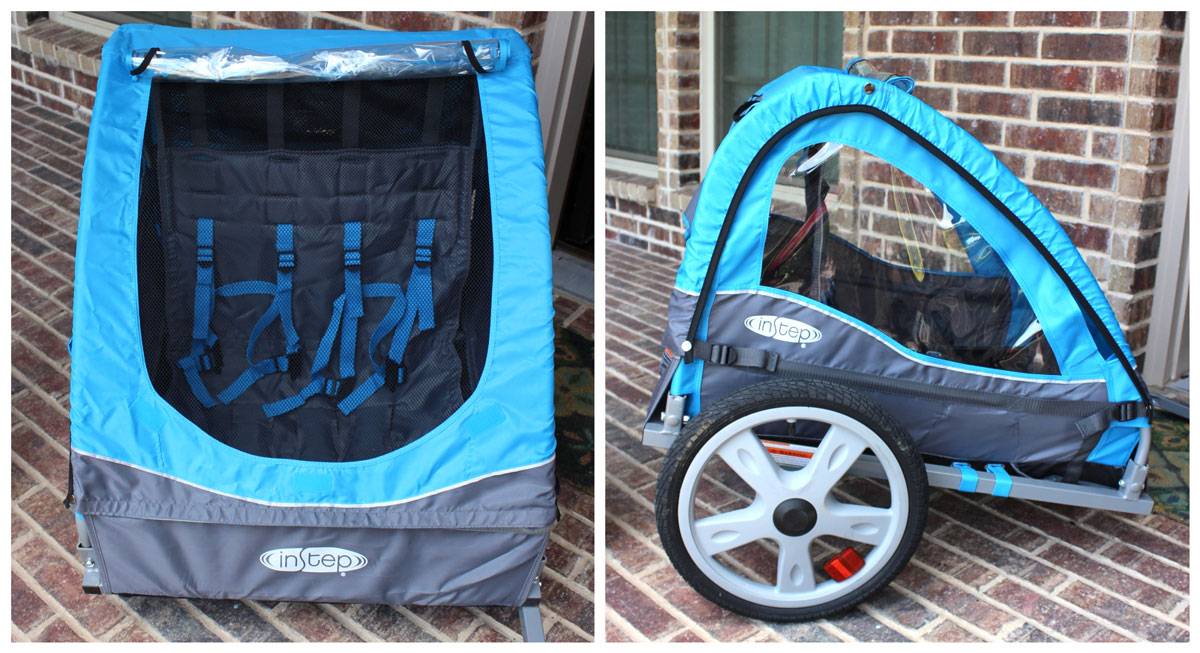 Front and side view of Instep bike trailer