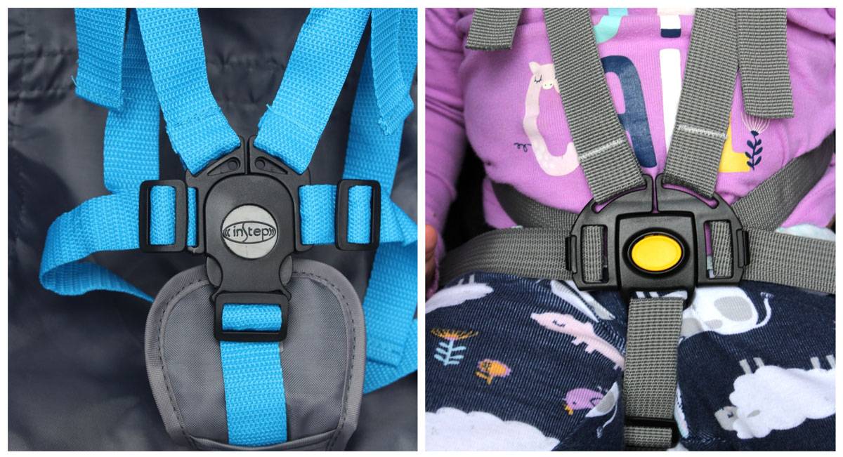 Buckle in InStep bike trailer vs. buckle in Burley Bee bike trailer