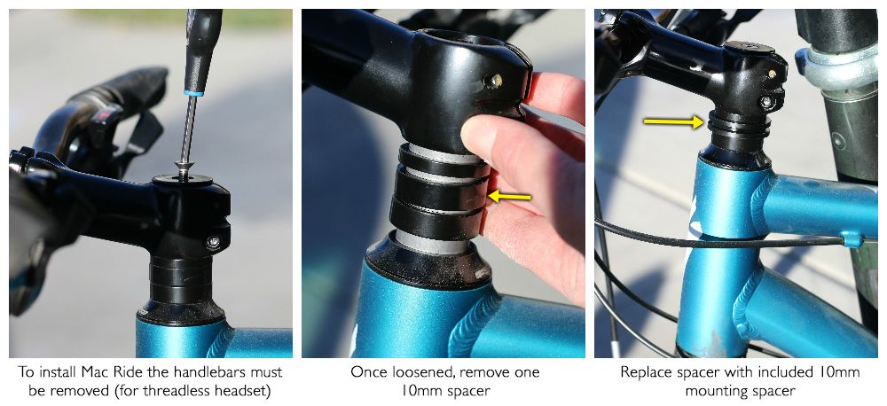 Mac Ride child bike seat showing how to remove the spacers to install the seat