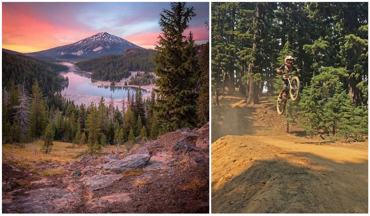 Scenic shot of lake, valley, and Mt. Bachelor in Bend, Oregon.