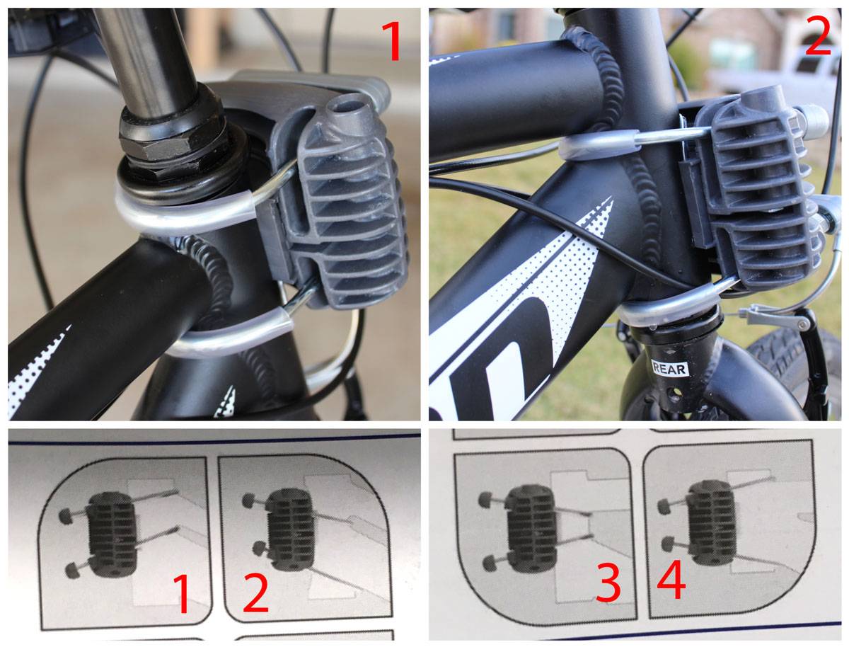 Different options for mounting the Peg Perego Orion child bike seat to the frame of the bike