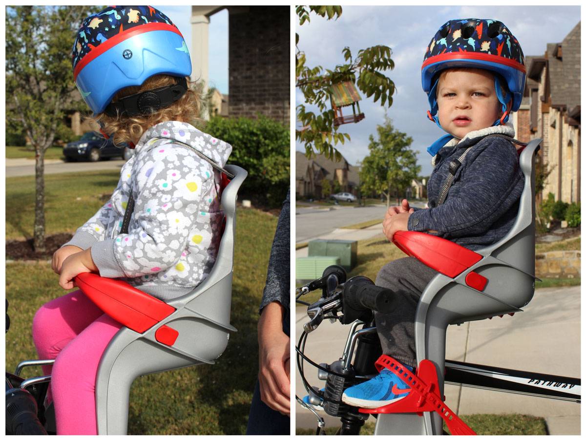 24 month old and 15 month old in Peg Perego Orion child bike seat