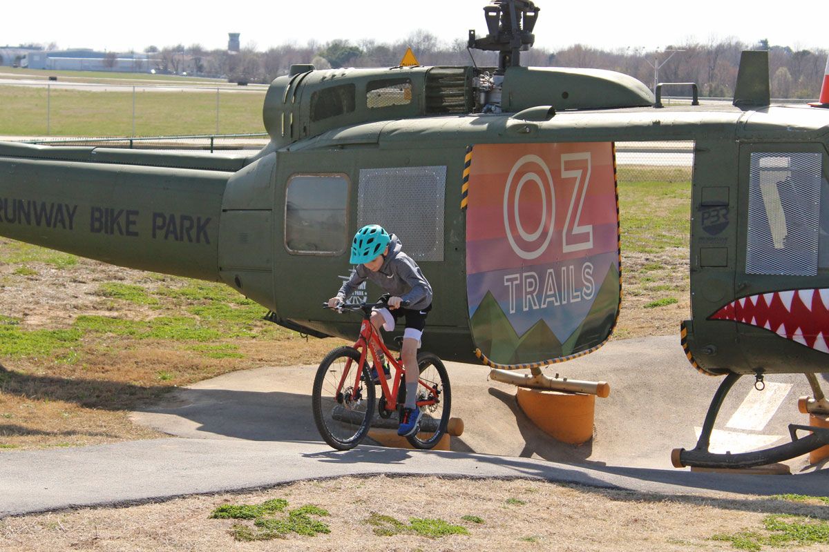 9 year old riding Pello Reyes through Runway Bike Park in Arkansas.