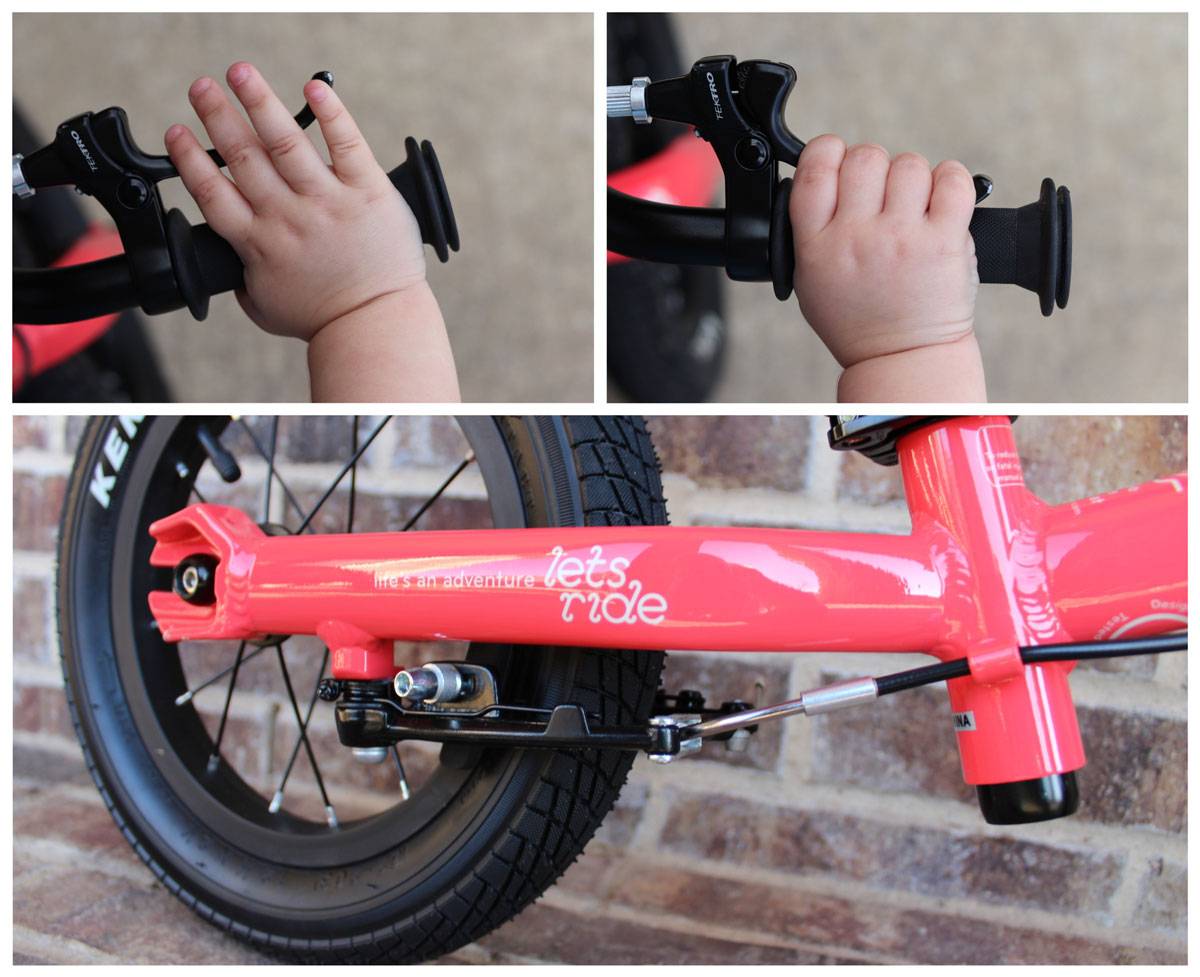Pello Ripple balance bike easy reach hand brake lever and Tektro v-brake on rear tire