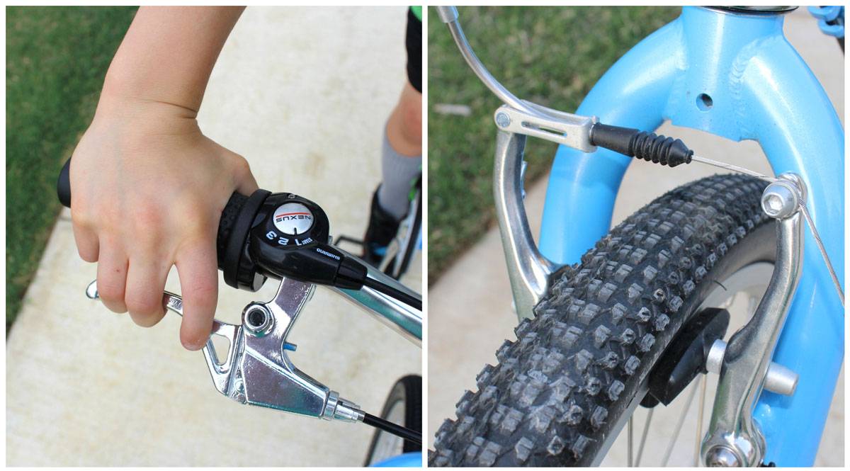 each reach brake lever and v-pull brakes on Priority Start 24 kid's bike