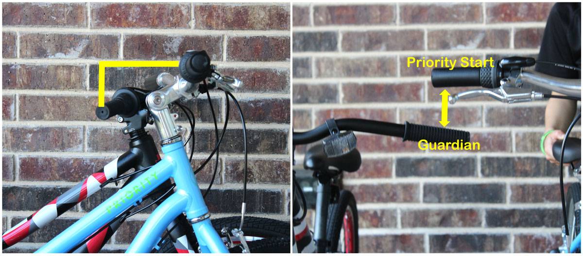 Handlebars of Priority Bicycles Start are higher set than those of the Guardian 24"