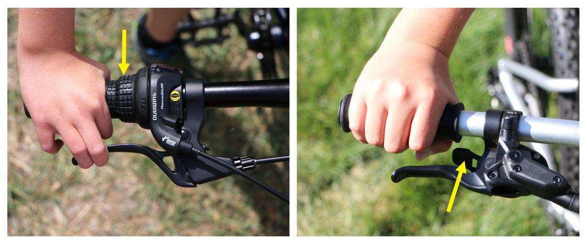 Grip shifter on a REI Cycles Co-Op REV Plus 20 geared bike can be a little difficult for kids with small hands.