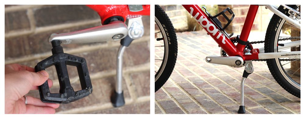 Crank arm with pedal attached, then crank arm with pedal removed.