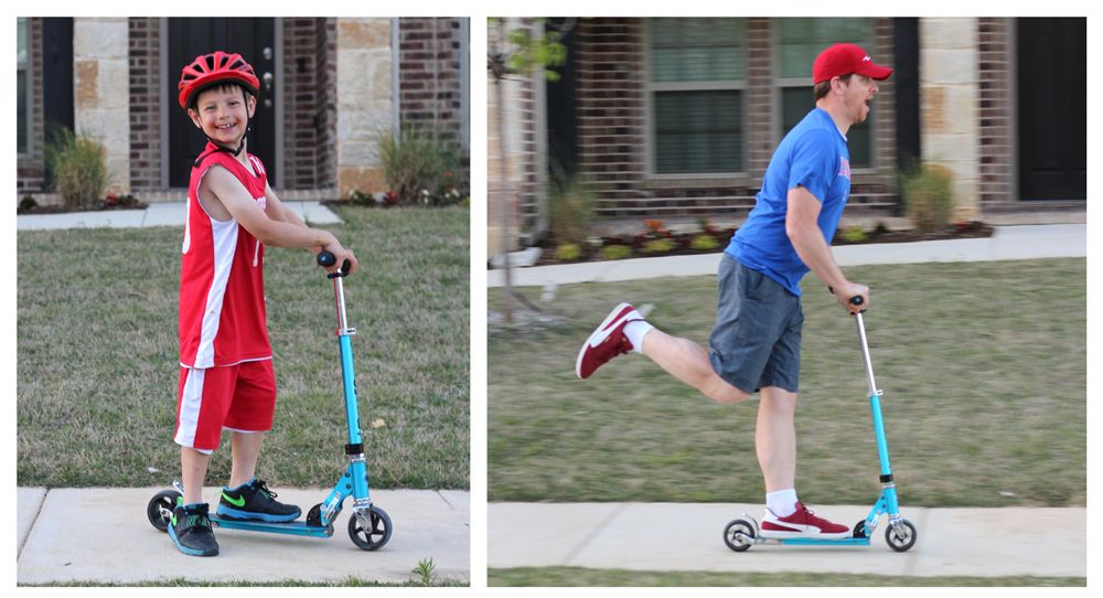 7-year-old and his dad both riding the Rocket.