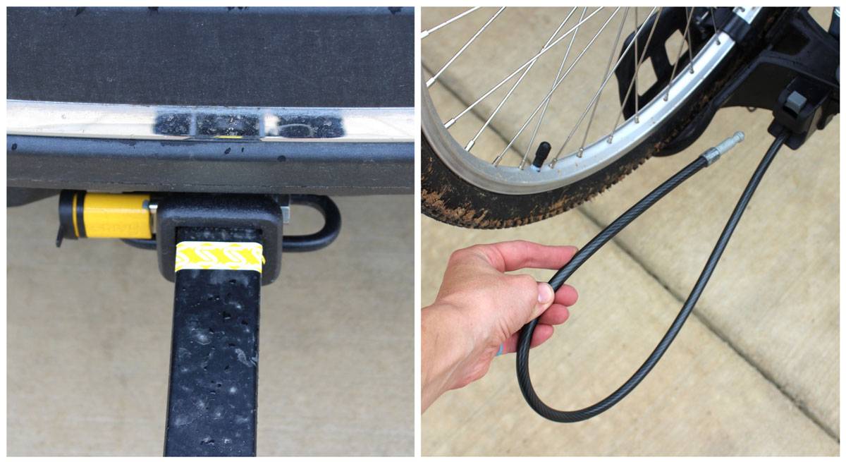 Saris SuperClamp EX bike rack locking hitch pin and security cable