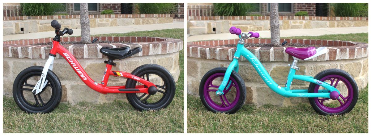 Schwinn Elm and Koen balance bikes side by side