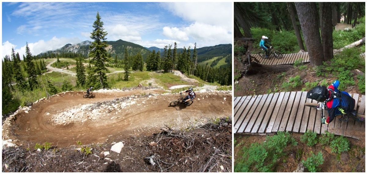 Mountain bikers navigating the trails of Stevens Pass in Skykomish, WA