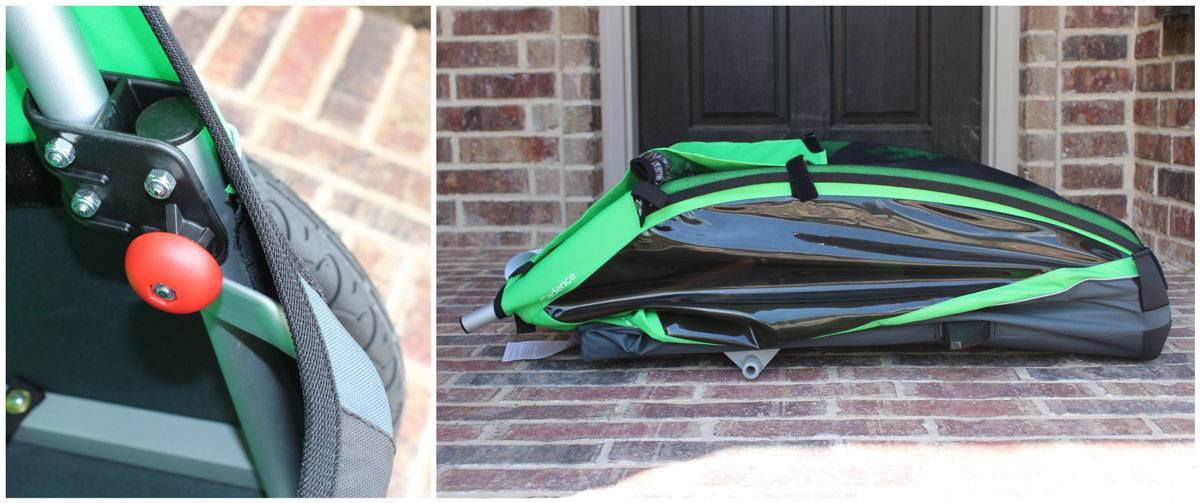 Thule Cadence bike trailer folded up and ready for transport