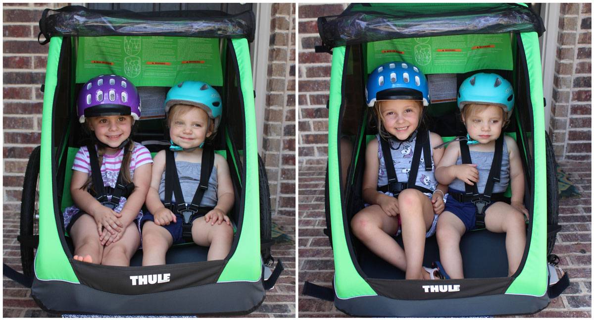 Thule Cadence with 18-month-old and 3-year-old, then same 18-month-old with 4-year-old