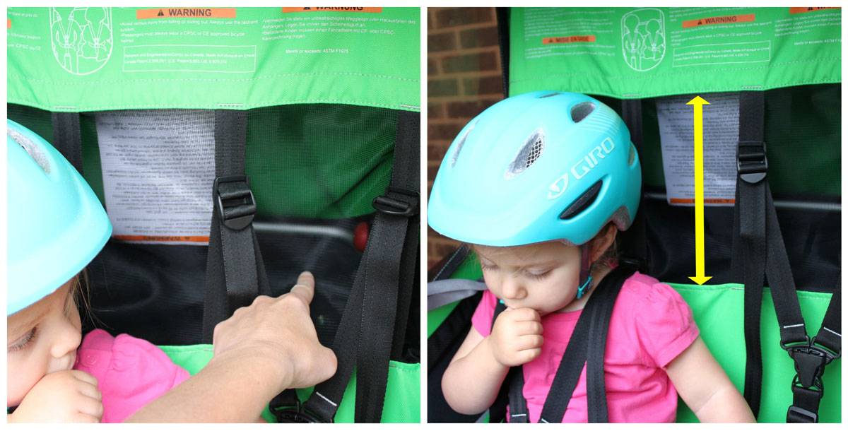 Mesh helmet recess on Thule Cadence starts very low for the youngest riders