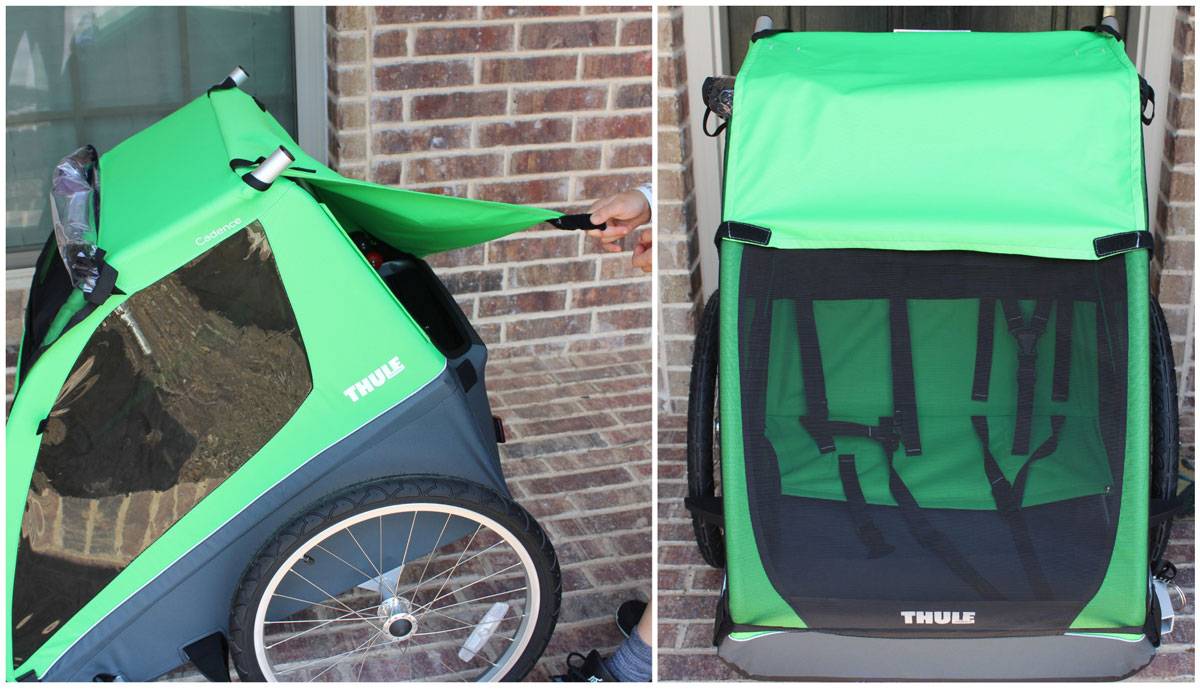 Sunshade on Thule Cadence is the back flap of the trailer folder over the top