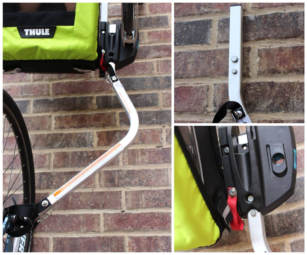 Thule Chariot Cheetah XT tow arm with large and small buttons