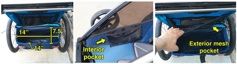 Back storage trunk of the thule chariot cross Also shows interior and exterior mesh storage pockets.