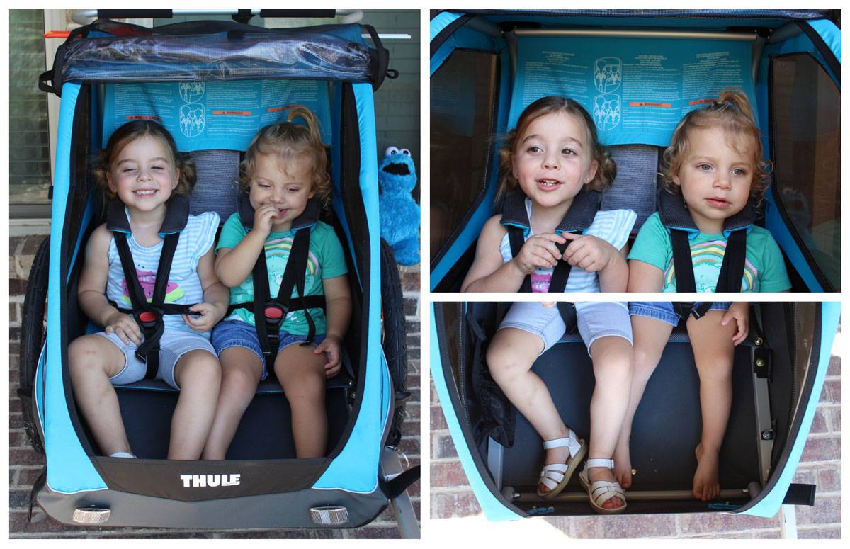 Interior space in the Thule Coaster XT with 3.5 year old and 22 month old