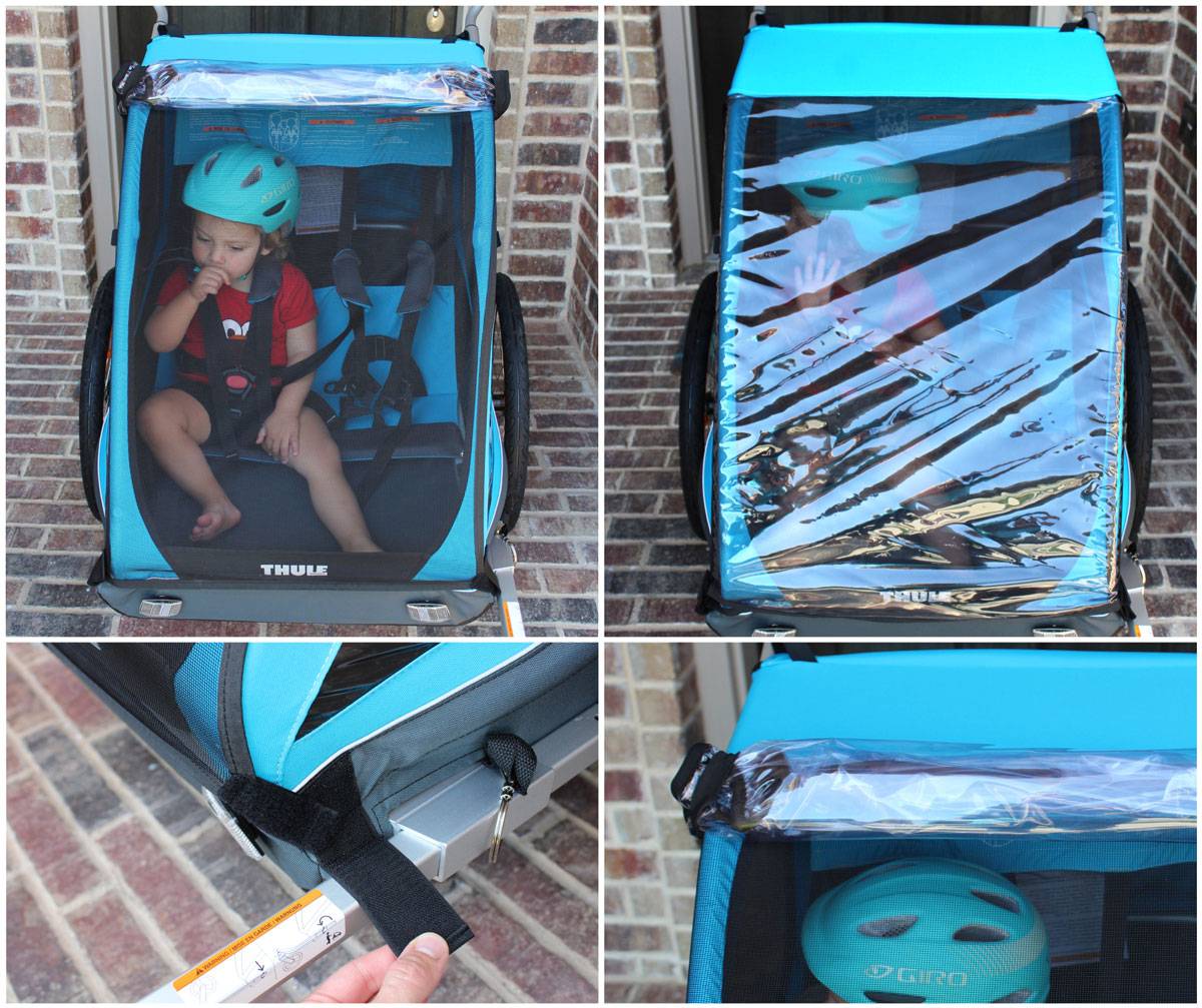 Thule Coaster XT bike trailer weather covers and mesh cover.