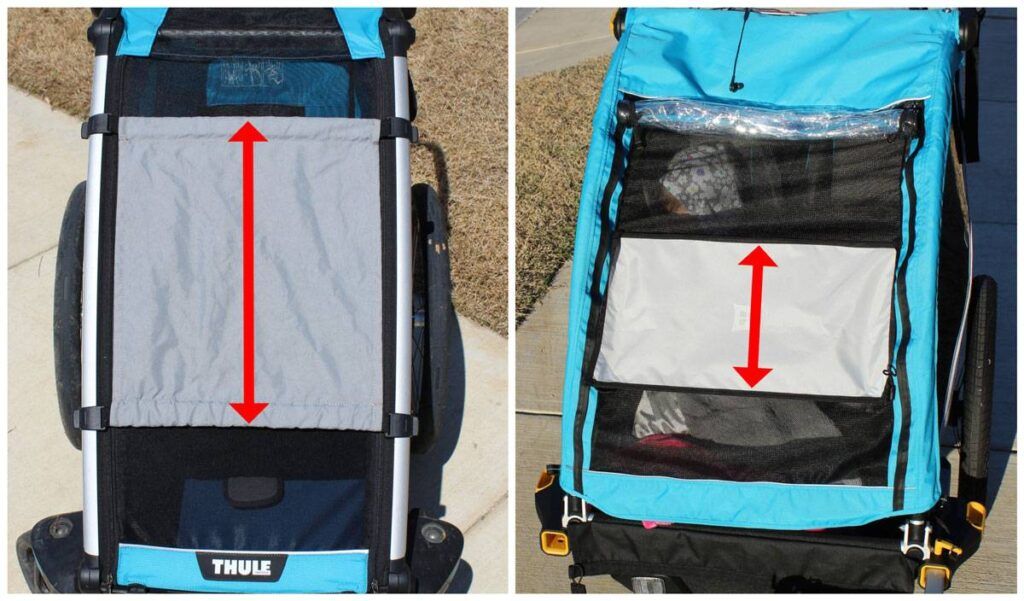 Comparison of Thule Chariot and Burley trailer sunshades