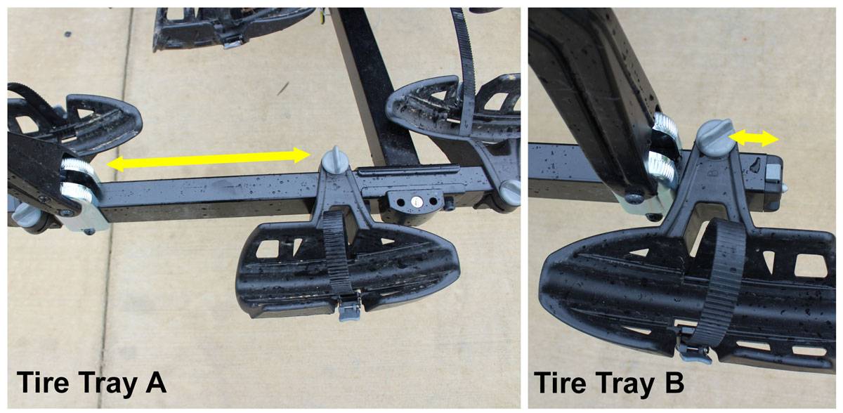 Saris SuperClamp EX car bike rack adjusting tire trays