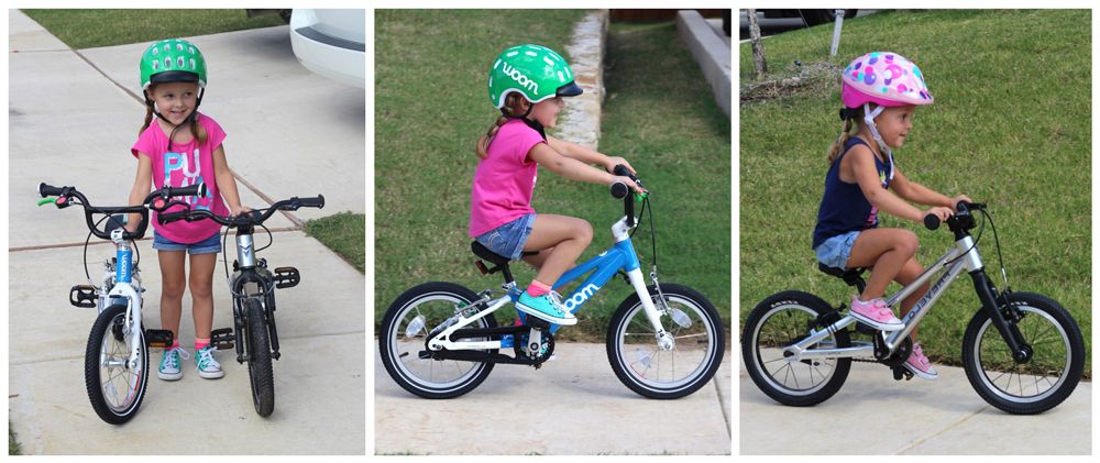 Young girl riding the prevelo alpha one and the woom 2