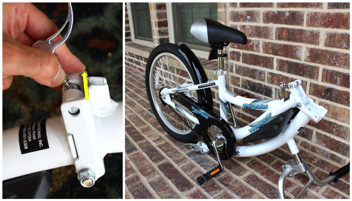 WeeRide Copilot Trailer Cycle in folded position