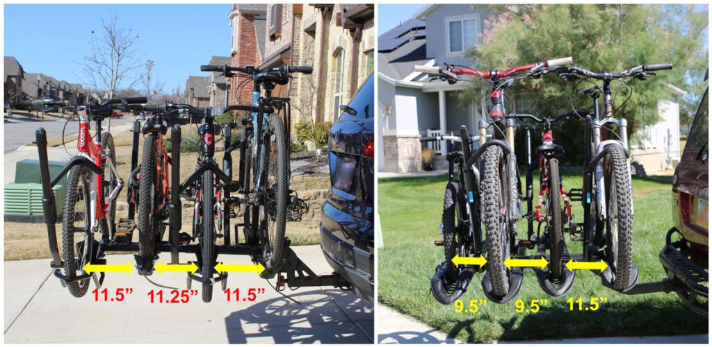 spacing of bikes on the Yakima HoldUp versus the Rockymounts