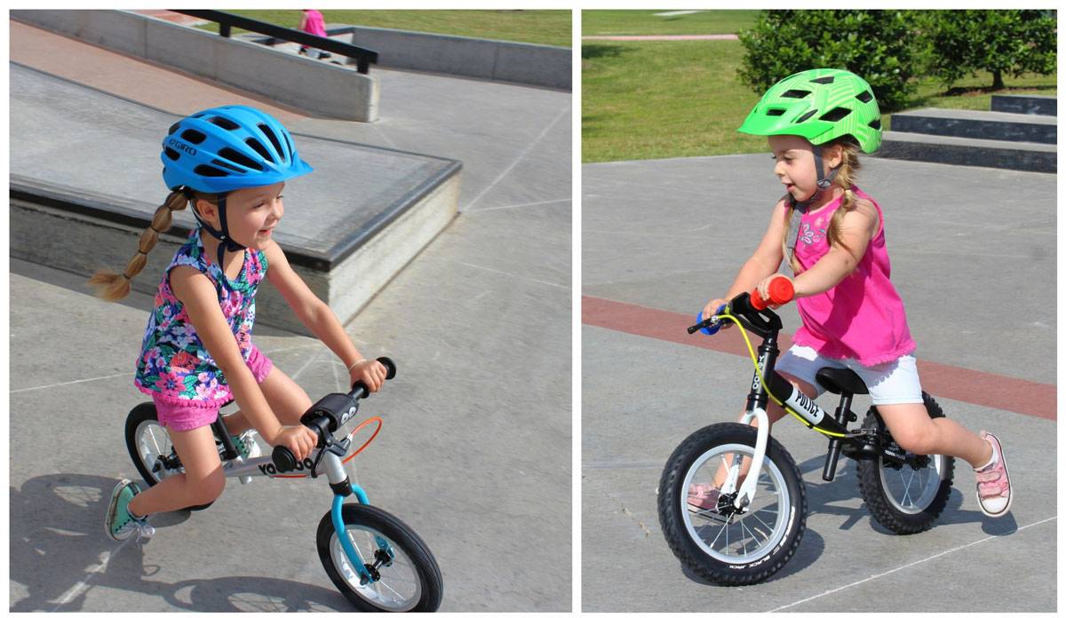 preschoolers riding Yedoo Too Too balance bikes